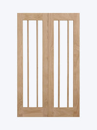 W4 Lincoln Oak Room Divider with Clear Safety Glass