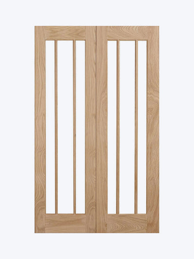W4 Lincoln Oak Room Divider with Clear Safety Glass