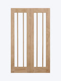 W4 Lincoln Oak Room Divider with Clear Safety Glass