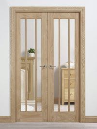 W4 Lincoln Oak Room Divider with Clear Safety Glass