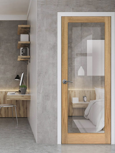 Full Pane Oak Door with Clear Safety Glass